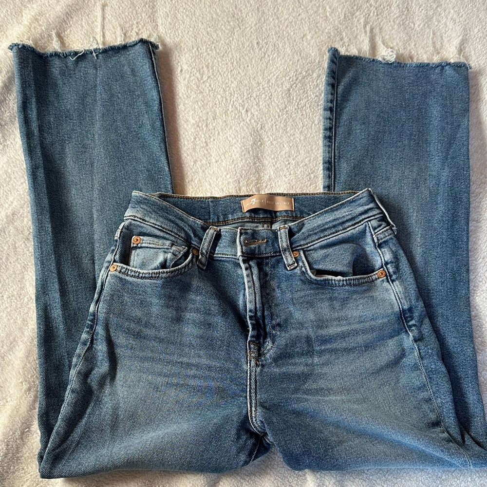 7 For All Mankind High Rise Light Blue Jeans HW Slim kick
